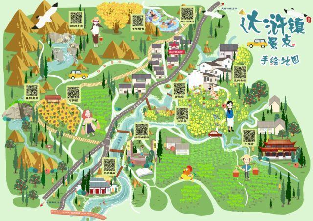 蓝狮注册精心打造《达浒镇景点手绘地图》  