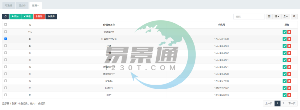 蓝狮注册景区分销系统：分销商管理列表