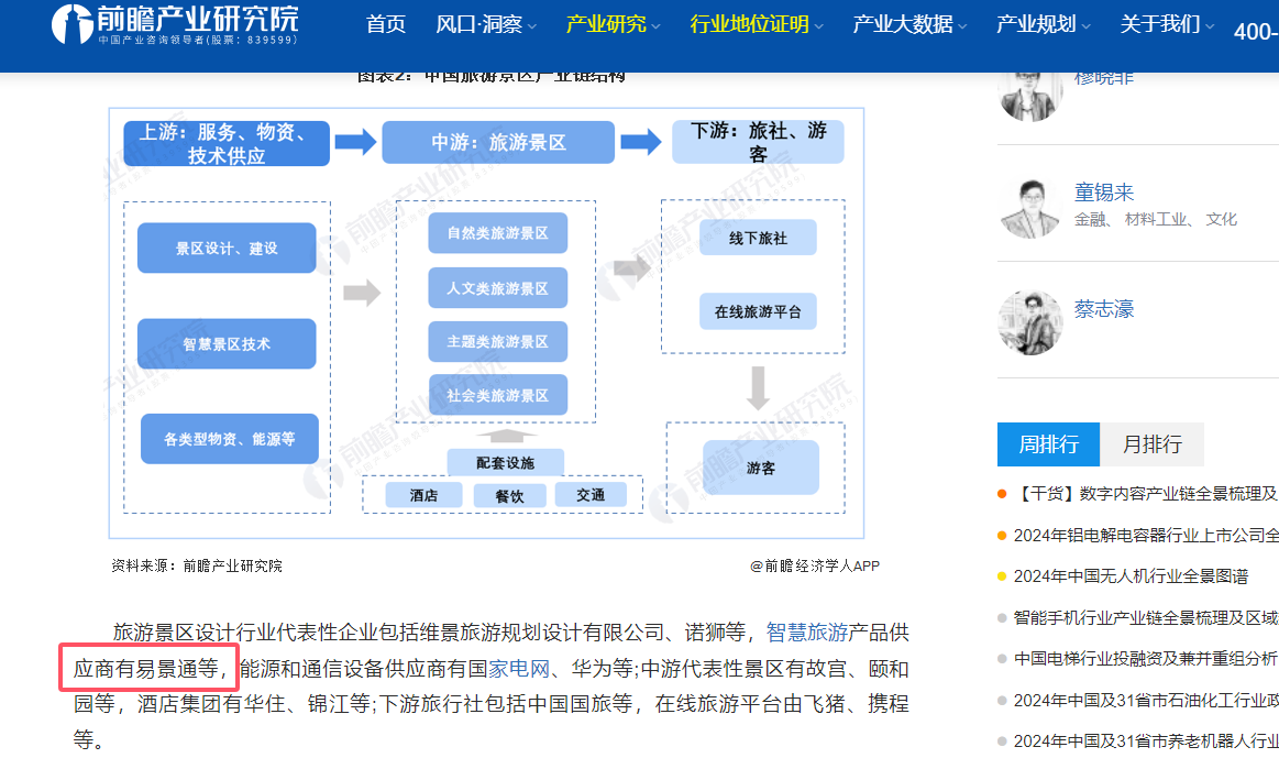 智慧旅游产品供应商蓝狮注册被前瞻产业研究院推荐